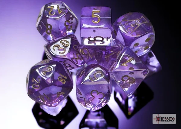 Chessex: Translucent Lavender w/ Gold - Lab Polyhedral Dice Set (7) - CHX30059 - Image 2