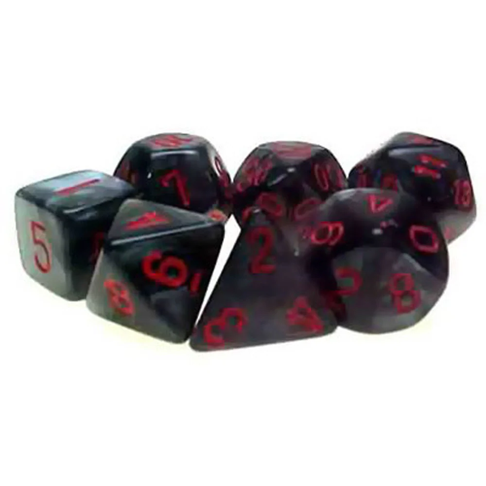 Chessex: Velvet Black w/ Red - Mini Polyhedral Dice Set (7) - CHX20478