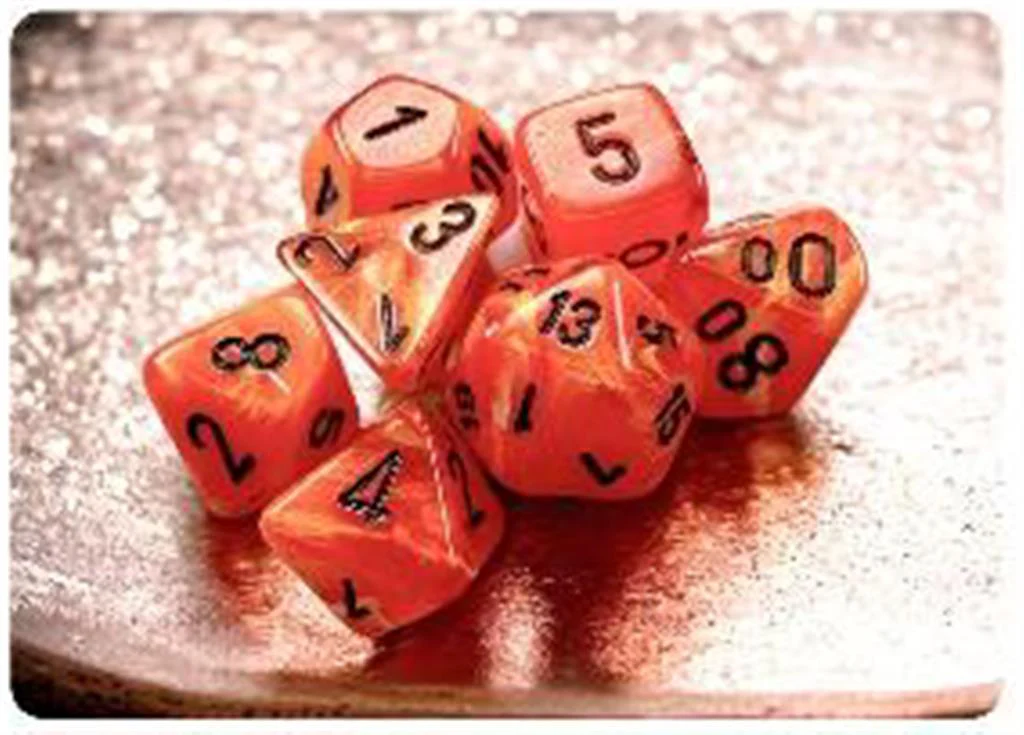 Chessex: Vortex Orange w/ Black - Mini Polyhedral Dice Set (7) - CHX20433