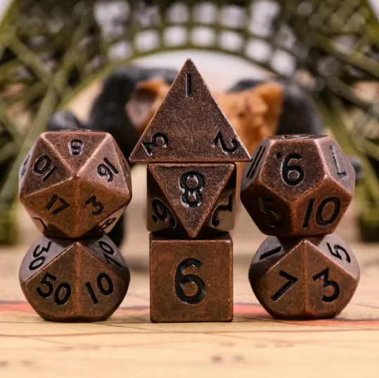 "Copper Nuggets" - Rusted Copper and Black - Mini Metal Dice (7) - Level One Dice