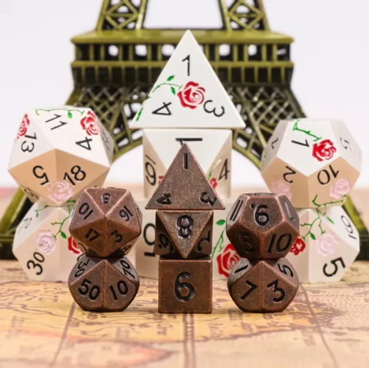 "Copper Nuggets" - Rusted Copper and Black - Mini Metal Dice (7) - Level One Dice - Image 2
