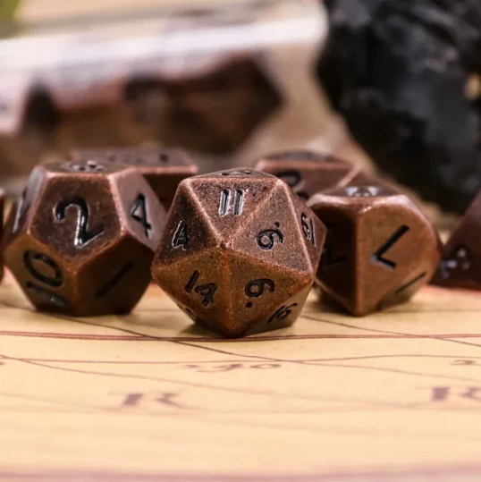 "Copper Nuggets" - Rusted Copper and Black - Mini Metal Dice (7) - Level One Dice - Image 4