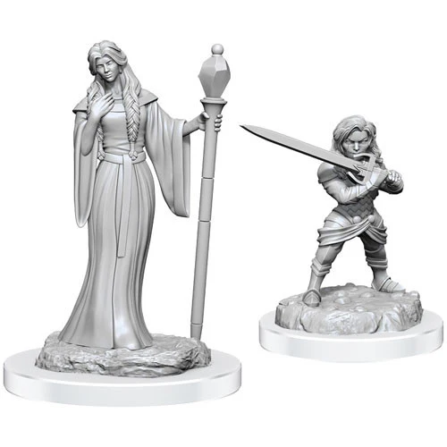 WizKids: Critical Role Miniatures - Human Wizard Female & Halfling Holy Warrior Female - Unpainted