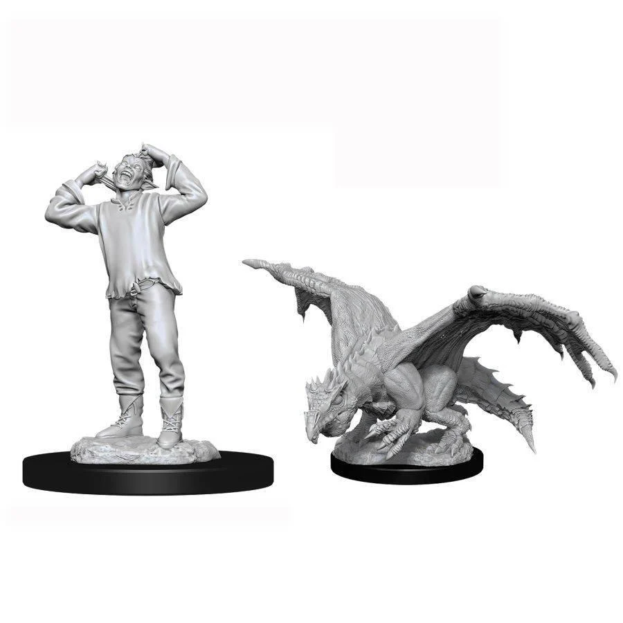 D&D Nolzur's Marvelous Miniatures: Green Dragon Wyrmling & Afflicted Elf - Unpainted
