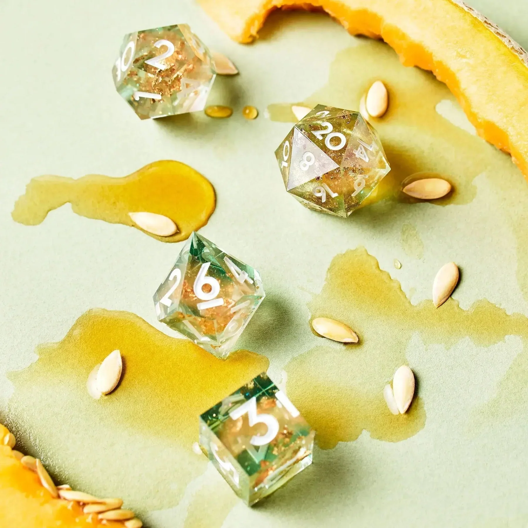 Dispel Dice: Cantaloupe Sorbet 7-Piece Polyhedral Dice Set - Image 3