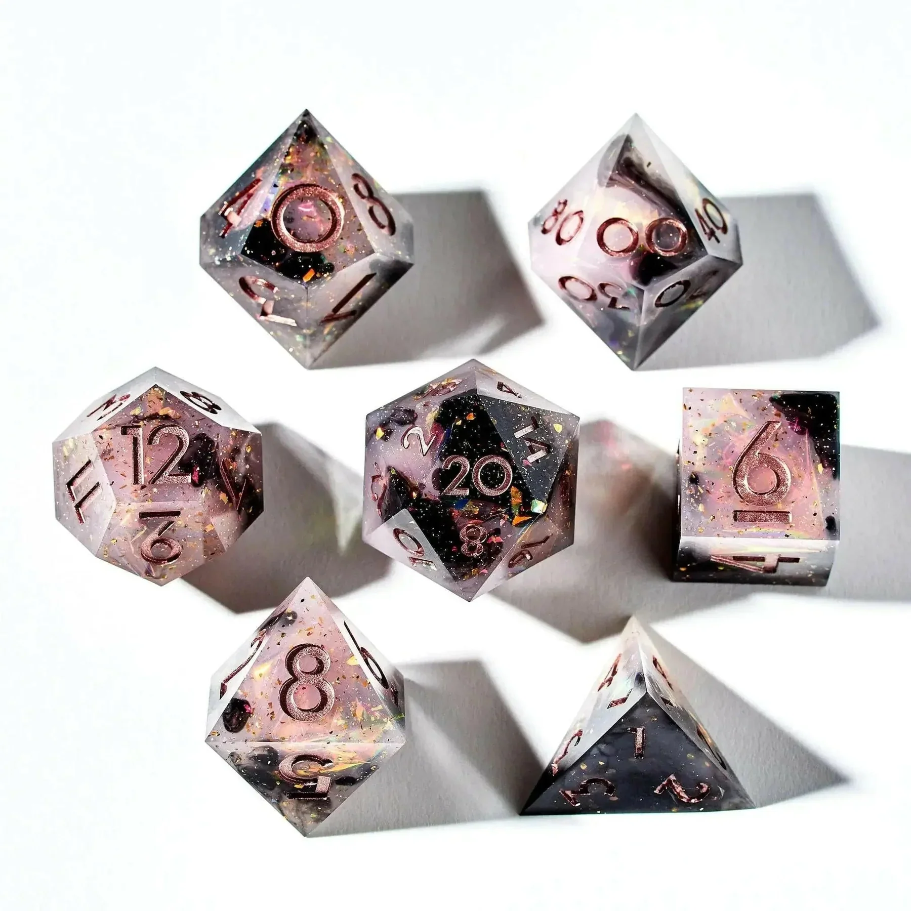 Dispel Dice: Milky Strawberry Galaxy 7-Piece Polyhedral Dice Set - Image 2