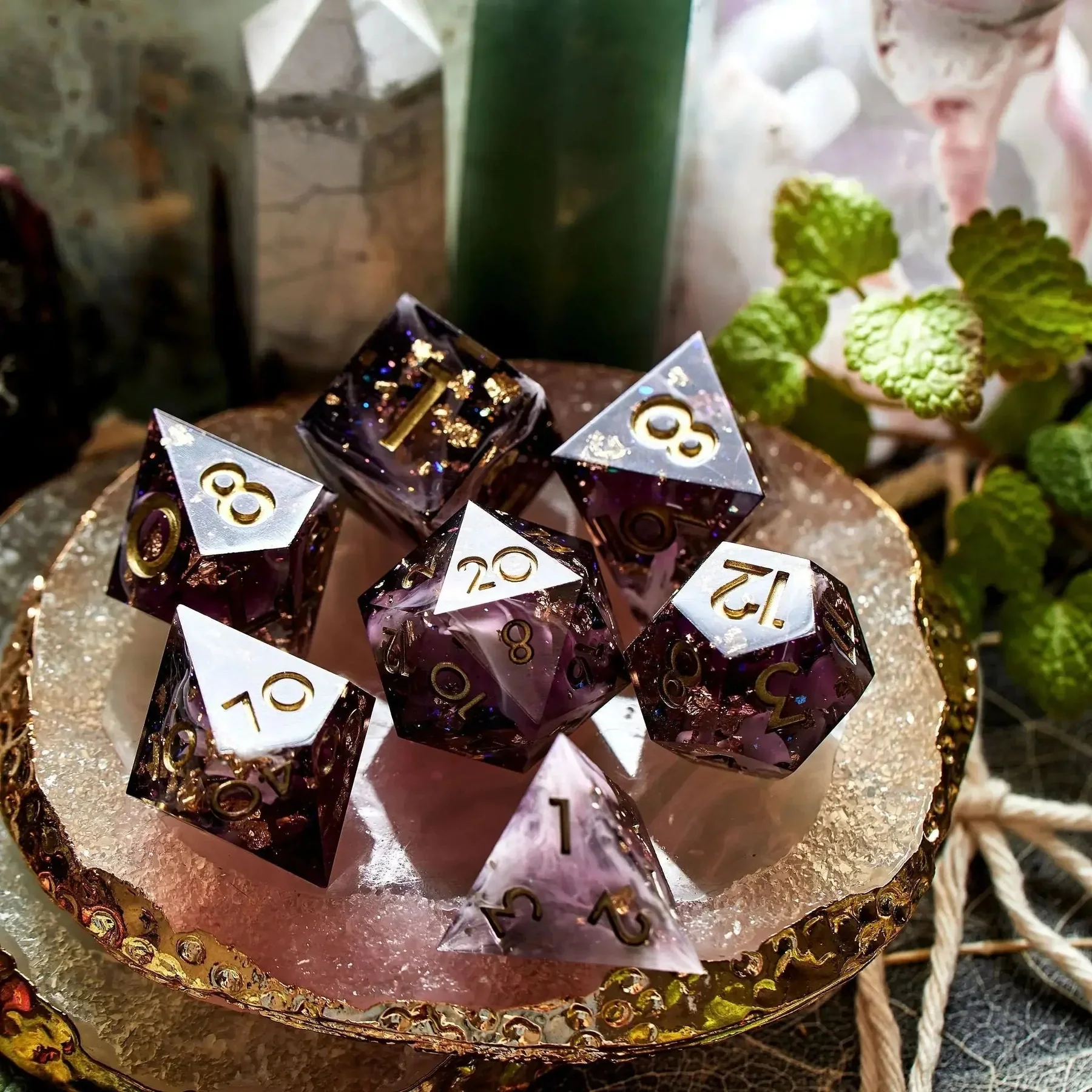 Dispel Dice: Orchid Dust 7-Piece Polyhedral Dice Set - Image 4