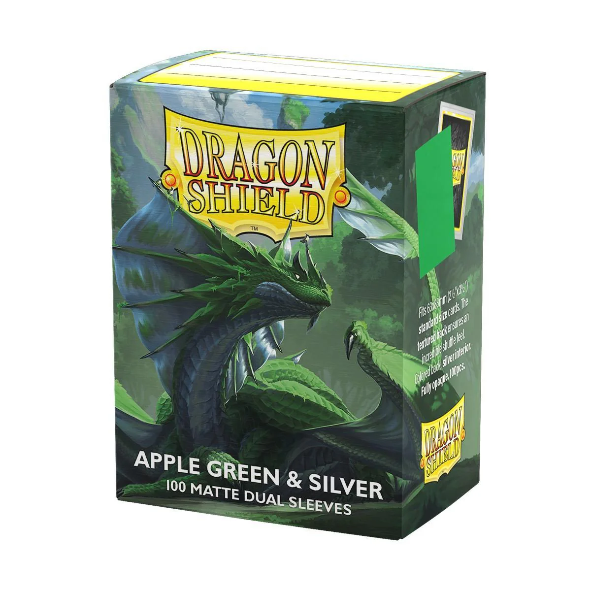 Dragon Shield: Deck Protector Sleeves - Standard Size Matte Dual Apple Green & Silver (100)