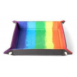 Fanroll: Velvet Leather Folding Dice Tray 10x10 Watercolor Rainbow