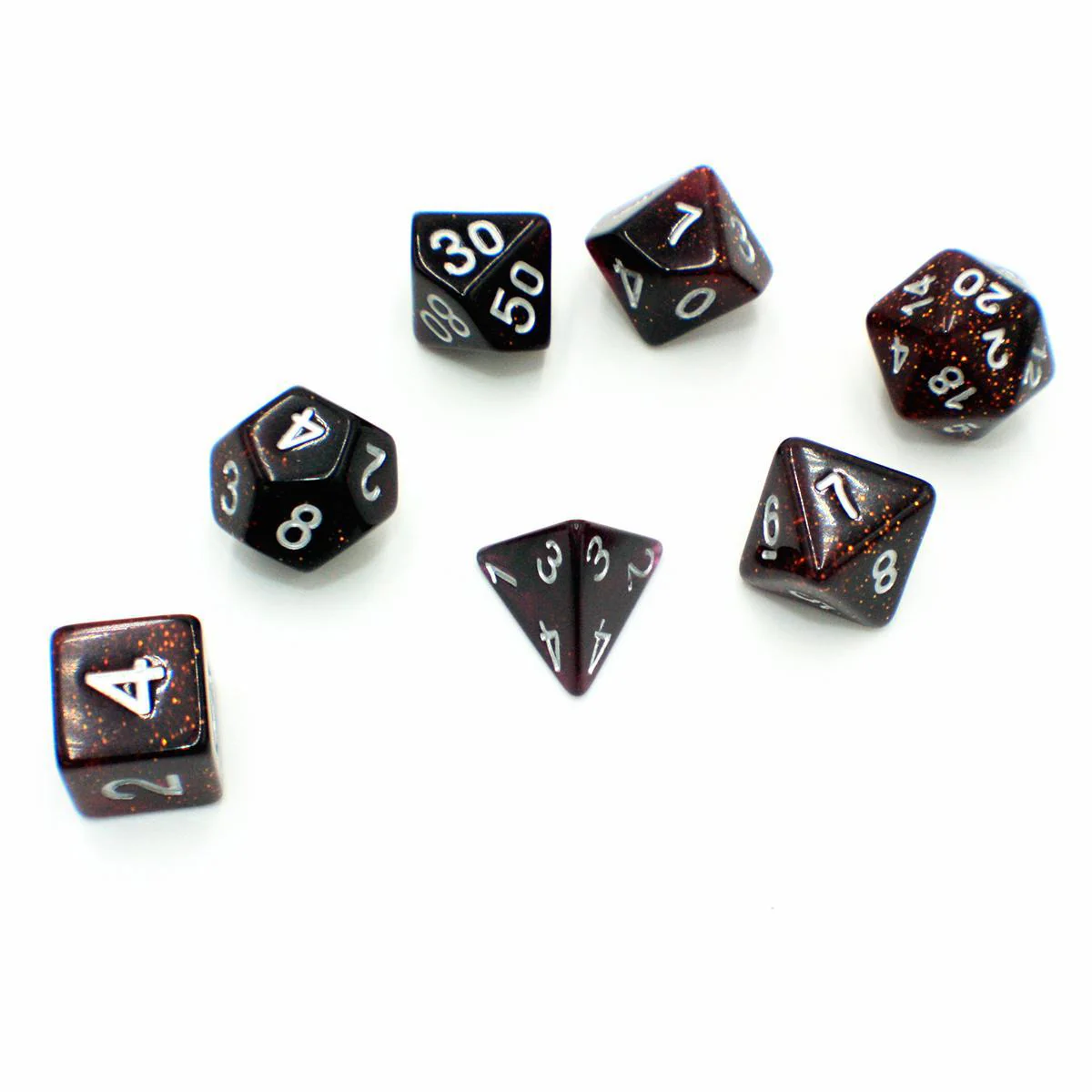 "Elven Wine" - Red and Purple Confetti Swirl - Polyhedral Dice (7) - Level One Dice