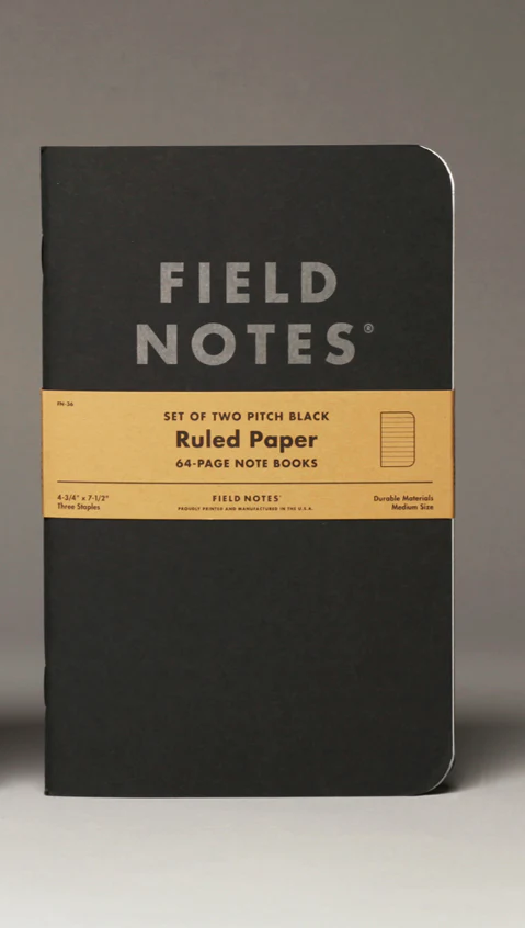 Field Notes: Pitch Black Memo Book - Ruled Paper 2-Pack