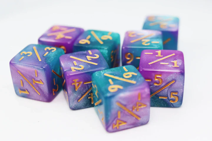 Foam Brain Games: -1/-1 Light Blue & Purple Glitter Counters for Magic - set of 8