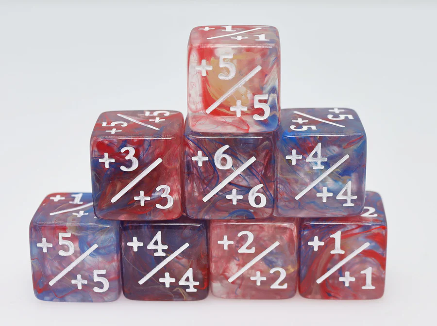 Foam Brain Games: +1/+1 Primary Colored Marble Counters for Magic (8)