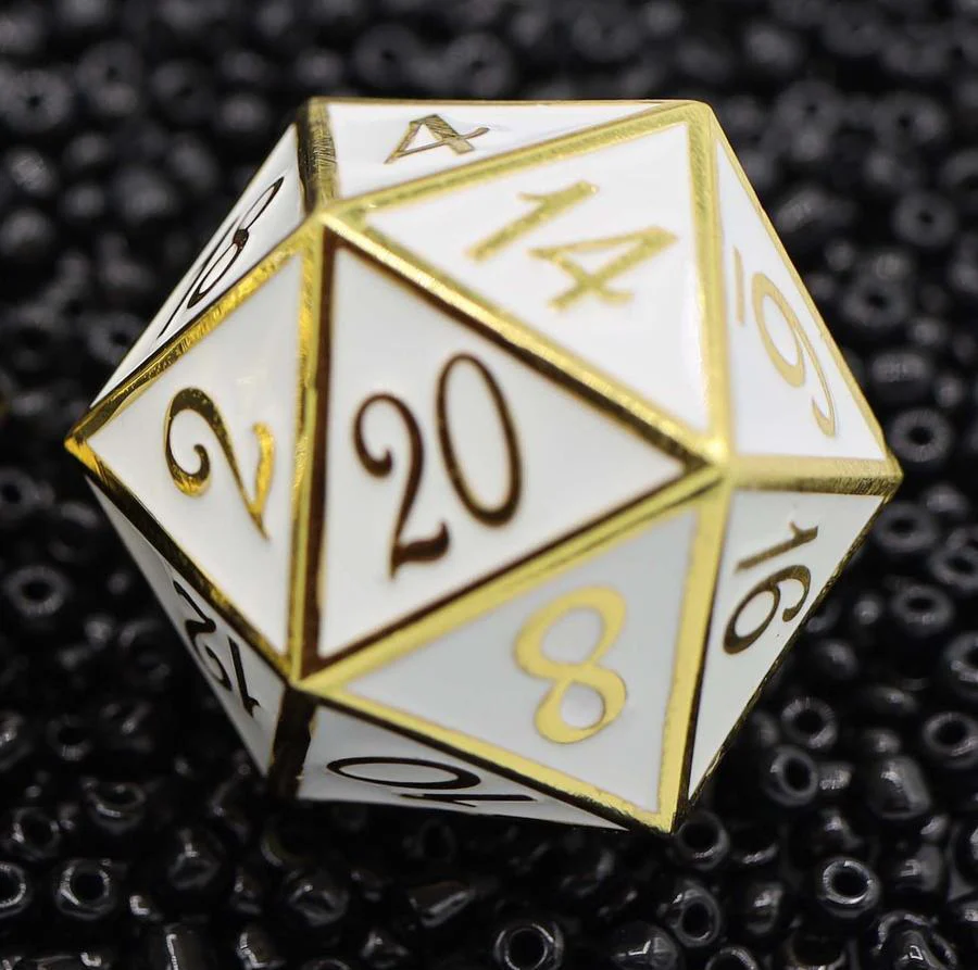 Foam Brain Games: D20 Gold w/ White - 35mm Extra Large