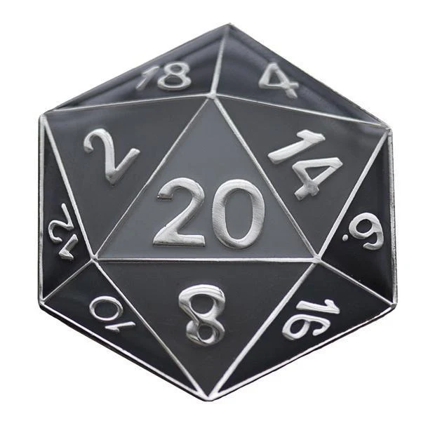 Foam Brain Games: D20 Metal Pin - Black