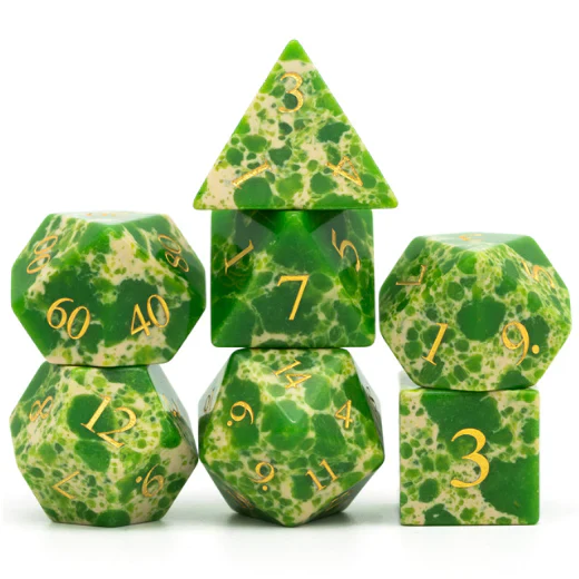 Foam Brain Games: Mossy Green Turquoise with Gold - RPG Gemstone Dice Set
