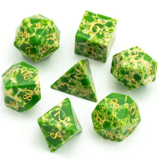 Foam Brain Games: Mossy Green Turquoise with Gold - RPG Gemstone Dice Set - Image 2