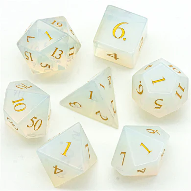 Foam Brain Games: Opalite with Gold Engraving - RPG Gemstone Dice Set - Image 2