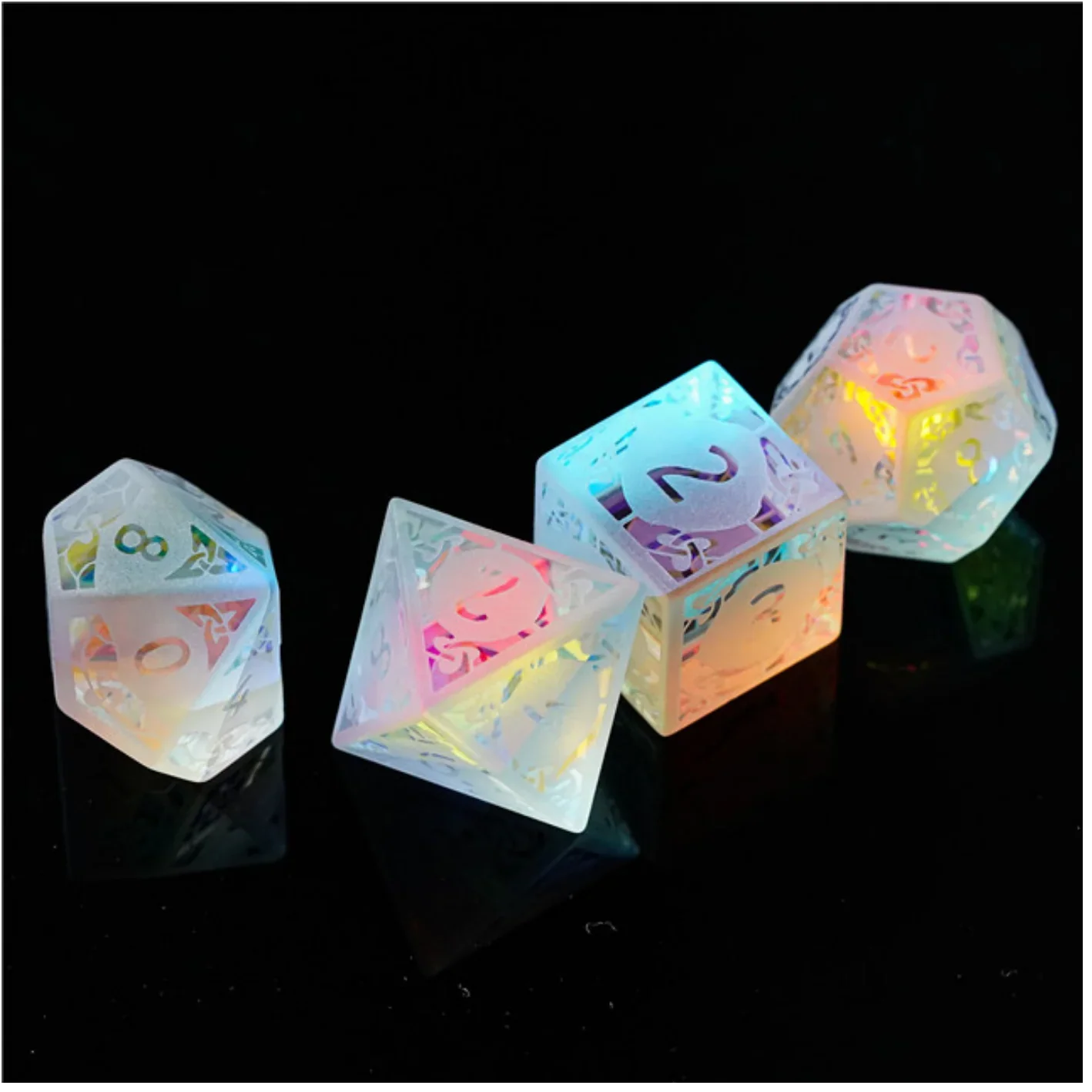 Foam Brain Games: Rainbow Crystal with Flourish - RPG Gemstone Dice Set - Image 2