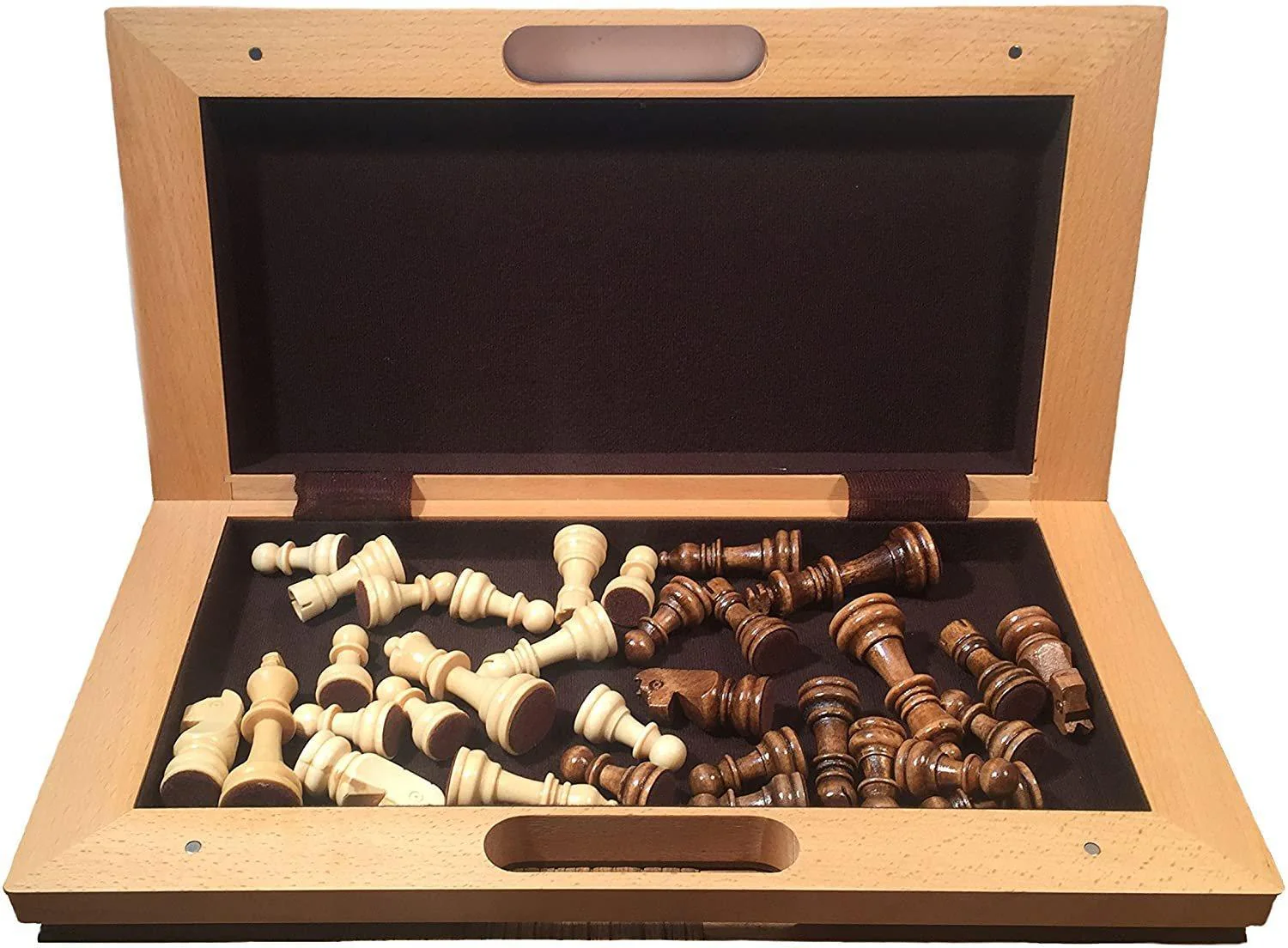Folding Wood Chess Set with Handle - Image 3