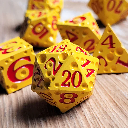 Forged Gaming: Cheese with Red Number - Metal RPG Dice Set