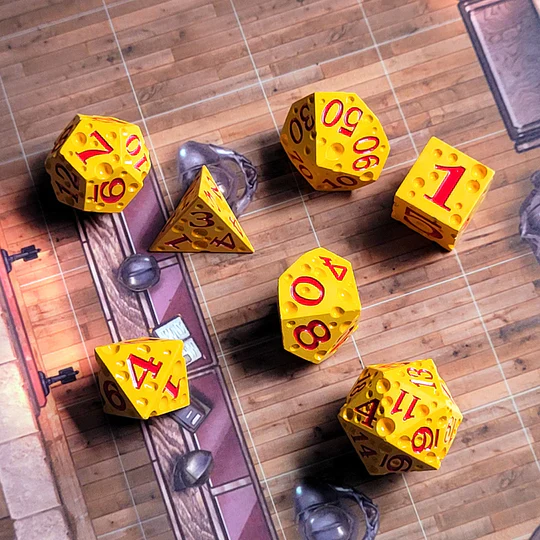 Forged Gaming: Cheese with Red Number - Metal RPG Dice Set - Image 2