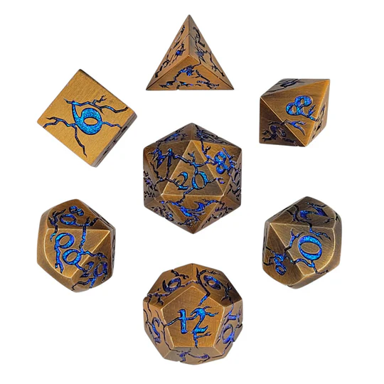 Forged Gaming: Cracked Bronze With Blue Glitter - Metal RPG Dice Set - Image 3