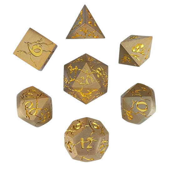 Forged Gaming: Cracked Golden Storm - Metal RPG Dice Set - Image 3