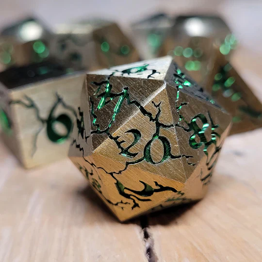 Forged Gaming: Cracked Looters Gold - Metal RPG Dice Set