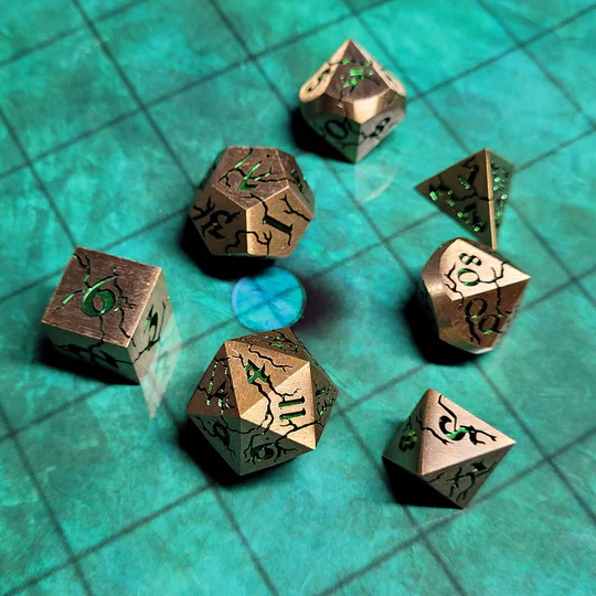 Forged Gaming: Cracked Looters Gold - Metal RPG Dice Set - Image 2