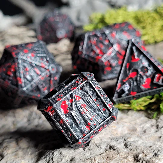 Forged Gaming: Cryptic Reliquary Silver Blood - Metal RPG Dice Set
