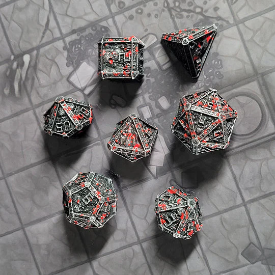 Forged Gaming: Cryptic Reliquary Silver Blood - Metal RPG Dice Set - Image 2