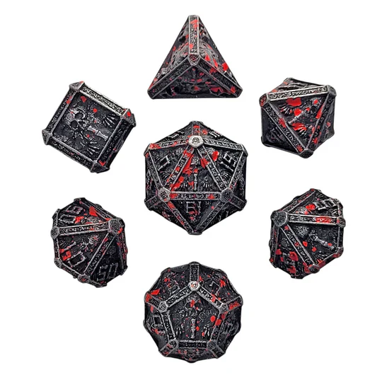 Forged Gaming: Cryptic Reliquary Silver Blood - Metal RPG Dice Set - Image 3