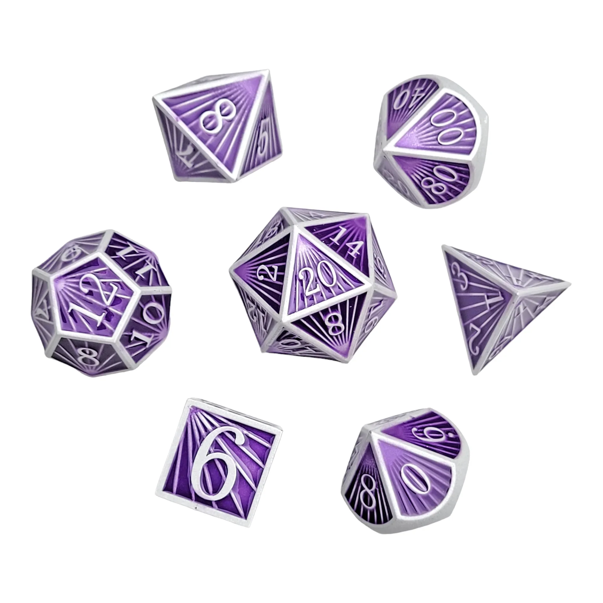 Forged Gaming: Deco Purple White - Metal RPG Dice Set