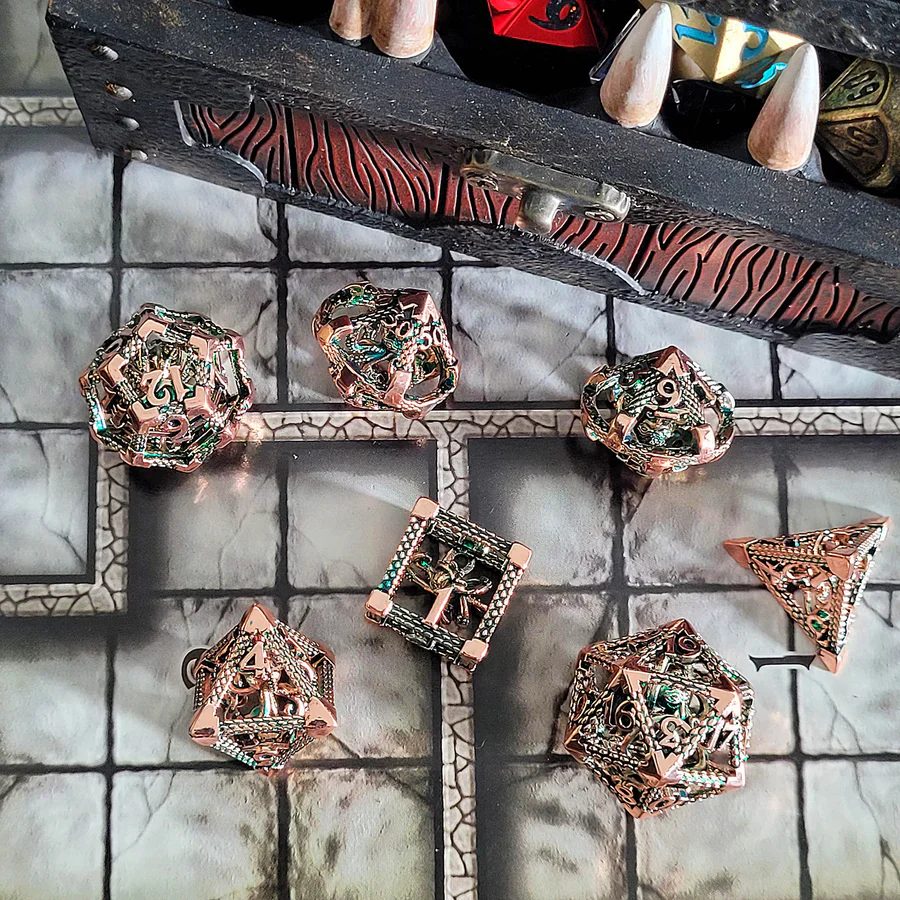 Forged Gaming: Deep Dreamer - Copper Green - Hollow Metal RPG Dice Set - Image 2