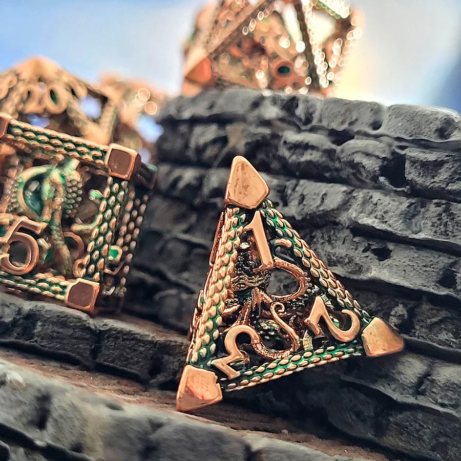 Forged Gaming: Deep Dreamer - Copper Green - Hollow Metal RPG Dice Set - Image 3