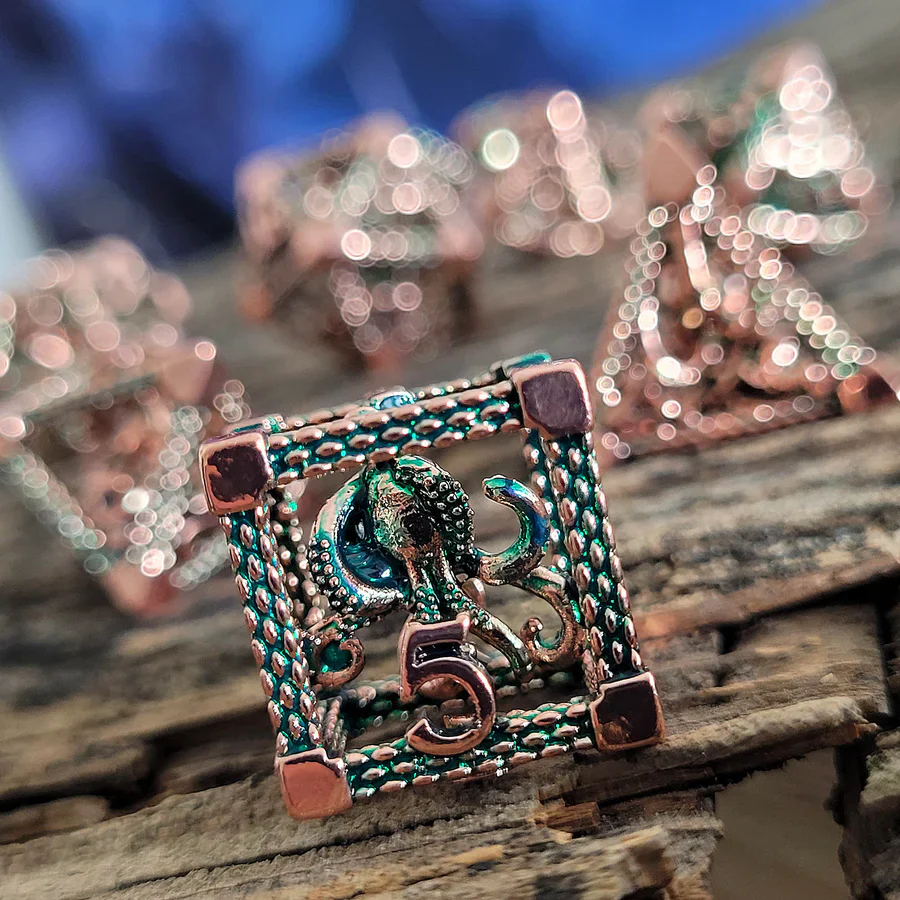 Forged Gaming: Deep Dreamer - Copper Green - Hollow Metal RPG Dice Set - Image 4