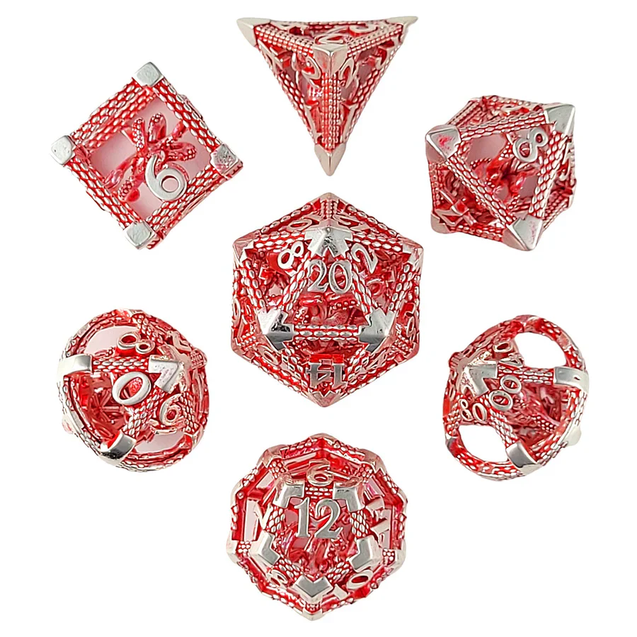 Forged Gaming: Deep Dreamer Silver Red Hollow - Metal RPG Dice Set - Image 2
