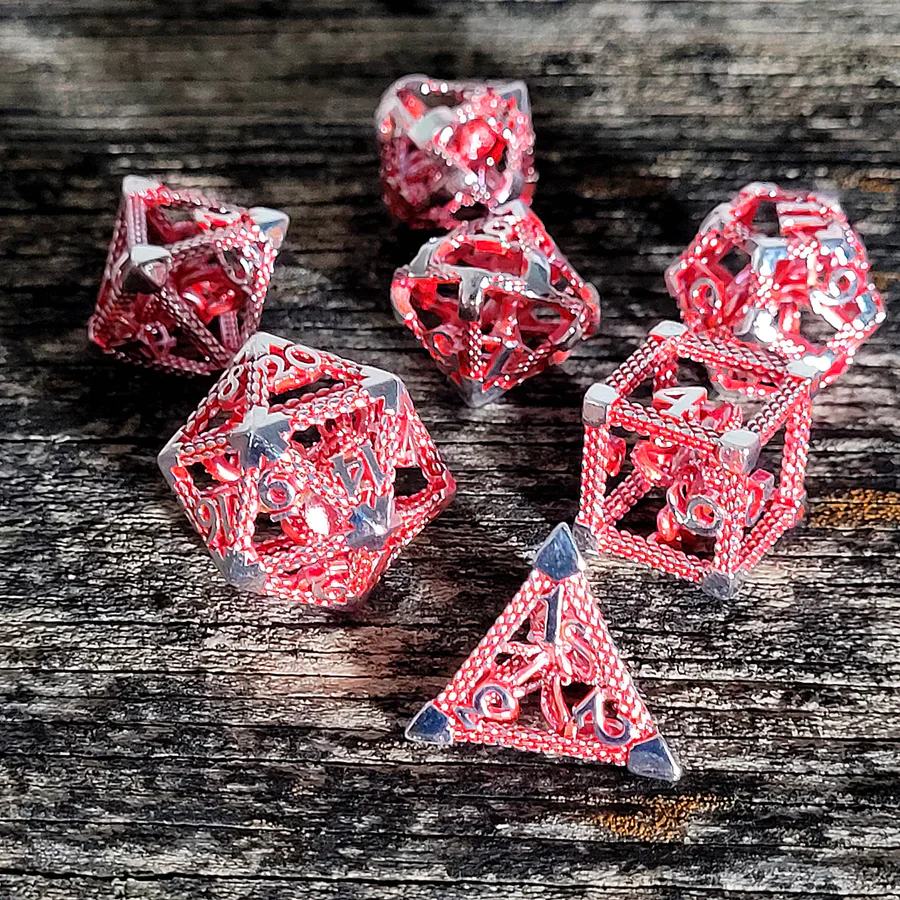 Forged Gaming: Deep Dreamer Silver Red Hollow - Metal RPG Dice Set - Image 3