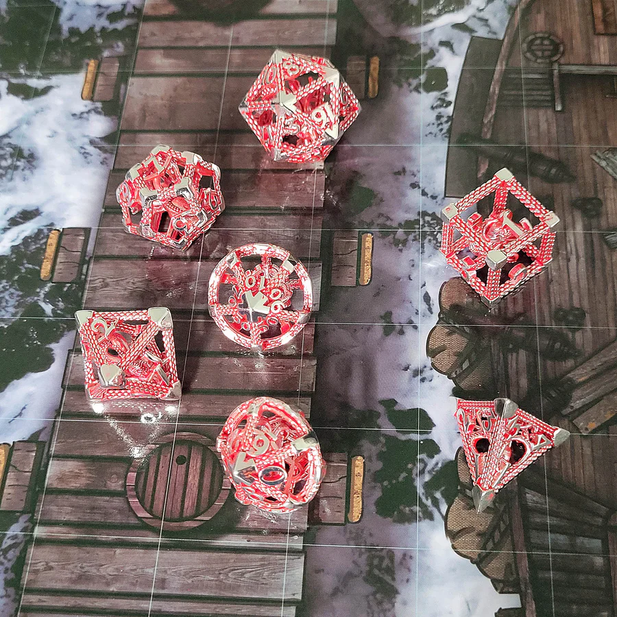 Forged Gaming: Deep Dreamer Silver Red Hollow - Metal RPG Dice Set - Image 4