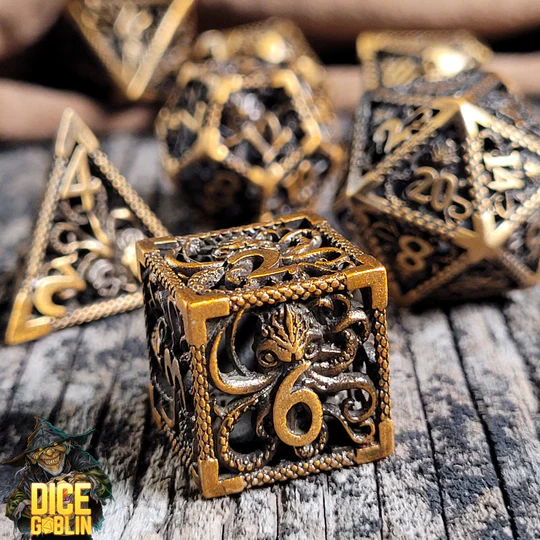 Forged Gaming: Dice Goblin - Deep Dreamer - Bronze - Hollow Metal RPG Dice Set