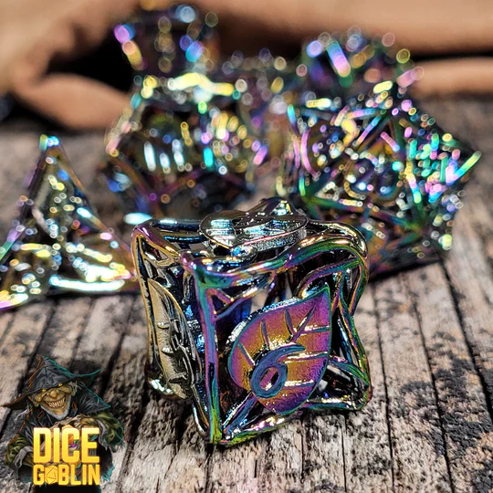 Forged Gaming: Dice Goblin - Leaves - Metal RPG Dice Set - Iridescent