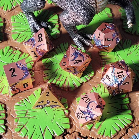 Forged Gaming: Dragon Attack Copper Blue Color Shift Metal RPG Dice Set of 7 - Image 2