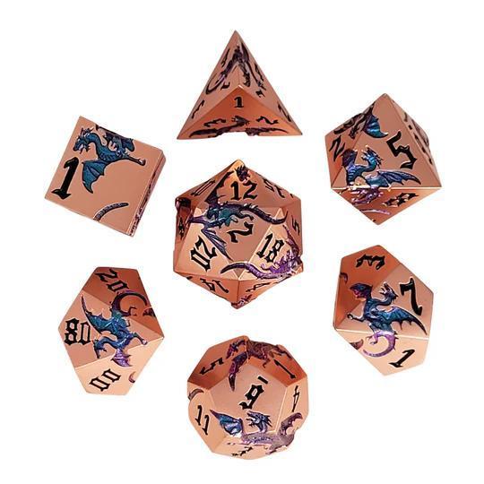 Forged Gaming: Dragon Attack Copper Blue Color Shift Metal RPG Dice Set of 7 - Image 3