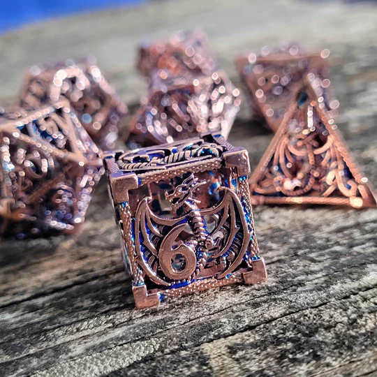 Forged Gaming: Dragon Rampant Copper Blue - Hollow Metal RPG Dice Set - Image 2
