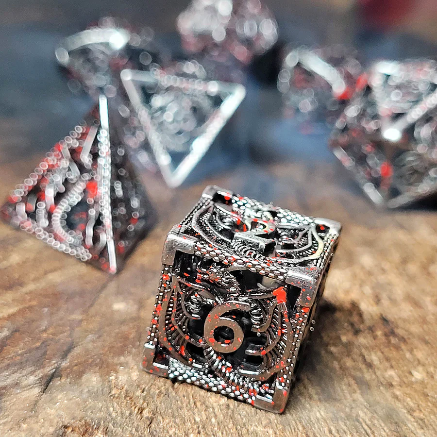 Forged Gaming: Dragon Rampant Silver Blood - Hollow Metal RPG Dice Set - Image 3