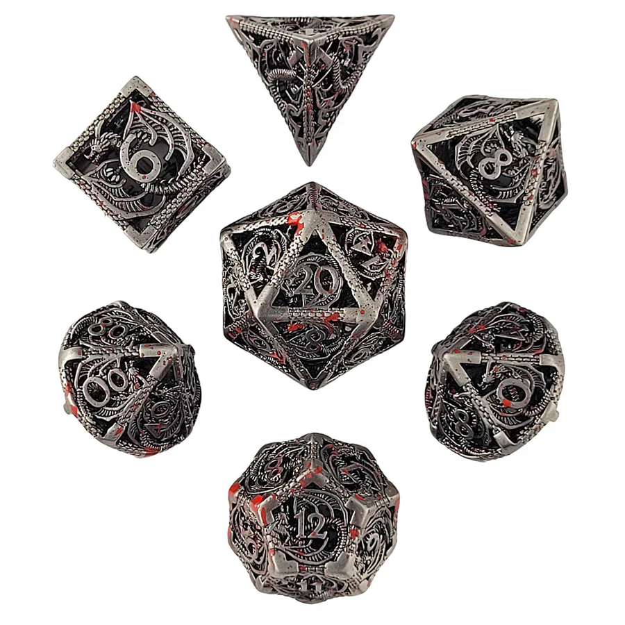 Forged Gaming: Dragon Rampant Silver Blood - Hollow Metal RPG Dice Set - Image 4