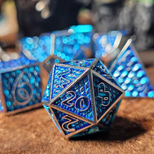 Forged Gaming: Dragon Scale - Ice Dragon - Metal RPG Dice Set