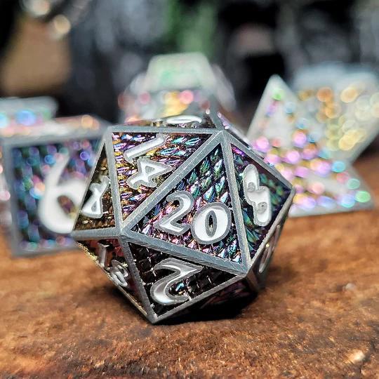Forged Gaming: Dragon Scale - Rainbow Dragon - Metal RPG Dice Set