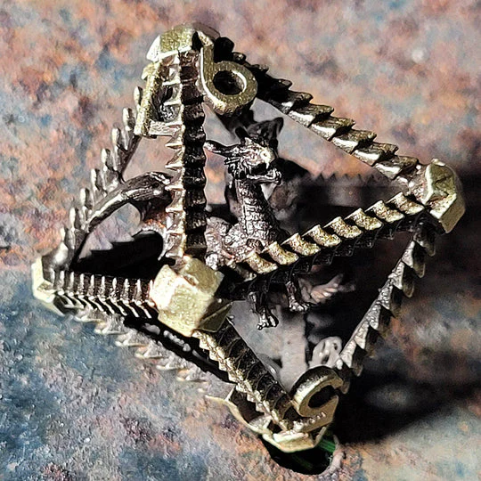 Forged Gaming: Dragon's Immure Antique Gold - Hollow Metal RPG Dice - Image 4